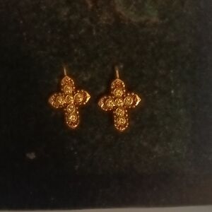 Vatican Library Gold Cross Crystal Drop Earrings - Women Jewelry